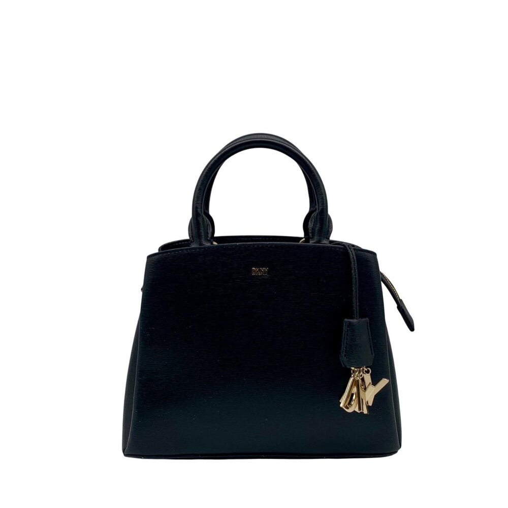 DKNY Black Leather Paige Crossbody Satchel